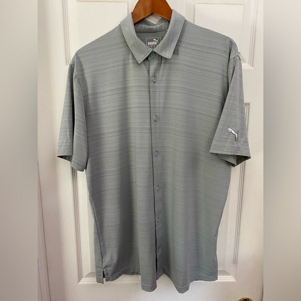 🐈‍⬛ Puma Men's Casual Gray Button Down Shirt
